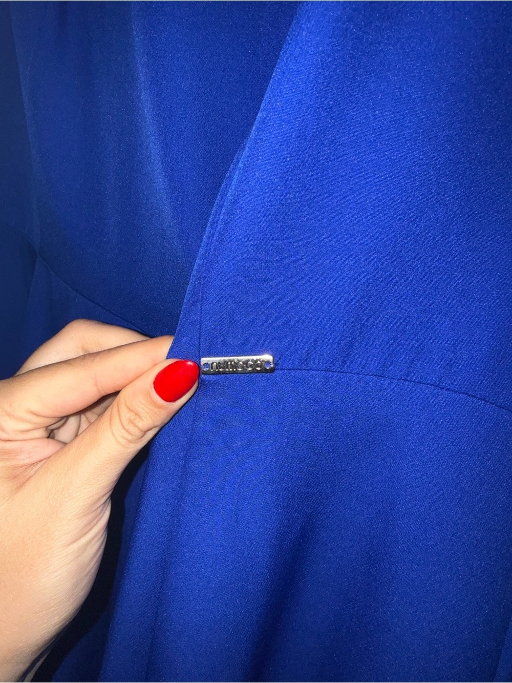 Numoco Elegant V-Neck Royal Blue Maxi Dress - Picture 3 of 6